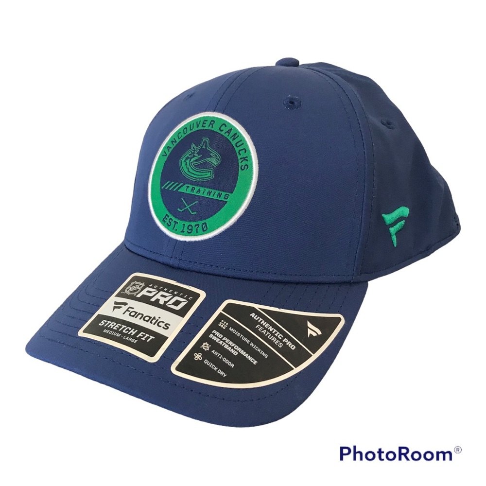 New Vancouver Canucks Training Authentic Pro Fanatics Stretch Fit Hat NHL Hockey